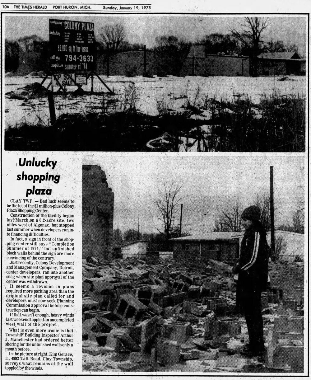 Colony Plaza - Jan 1975 Article On Construction Issues - Colony Bowl Is Structure To The Right